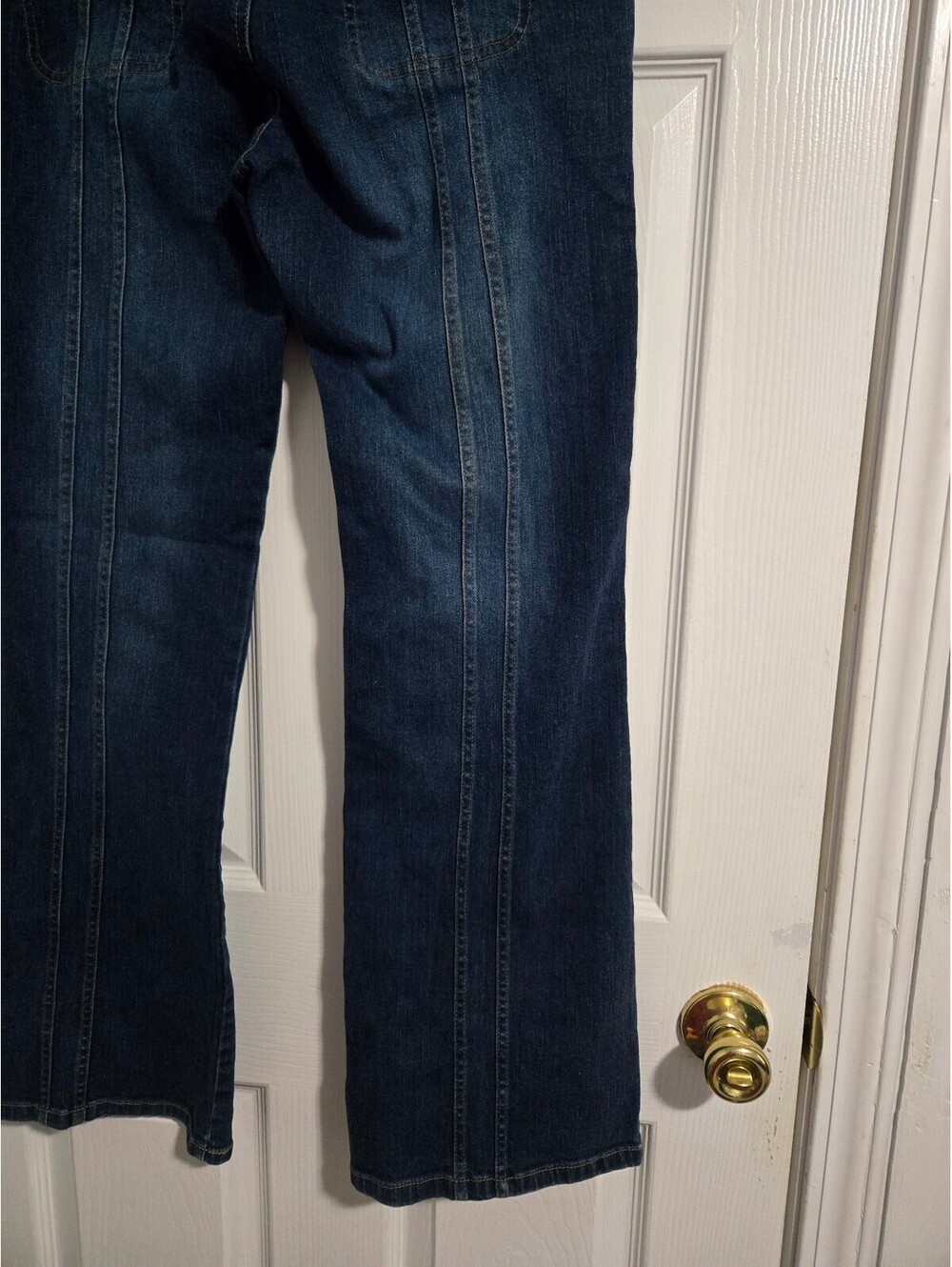 Vintage Old Navy Y2K Jeans Front Seam Flare Bootcut Dark Wash Stretch Size 12 - Picture 8 of 14